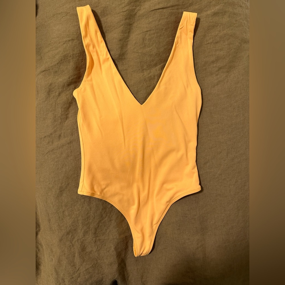 Yellow Aritzia Babaton Contour V-Neck Bodysuit